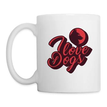 Ich liebe Hunde - Tasse - Weiß - Links