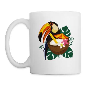 Toucan Sommer mit Sonne - Tasse - Weiß - Links