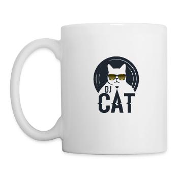 DJ Cat / DJ Katze - Tasse - Weiß - Links