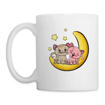 Katzenliebe bis zum Mond - Tasse - Weiß - Links
