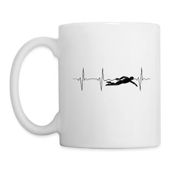 EKG Heartbeat Schwimmen Kraulen - Tasse - Weiß - Links