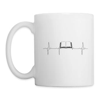 EKG Herzschlag Heartbeat Buch / Bücher - Tasse - Weiß - Links