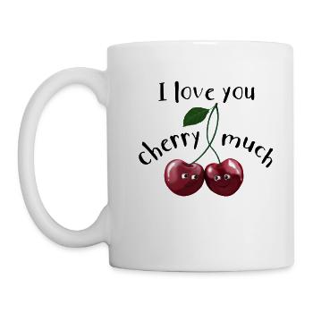 Cerises - Je t'aime beaucoup cerise - Mug blanc - blanc - Gauche