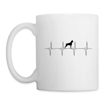 EKG Herzschlag Heartbeat Hund Boxer - Tasse - Weiß - Links