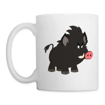 Grumpy Cartoon Wild Boar by Cheerful Madness!! - Mug - white - Left