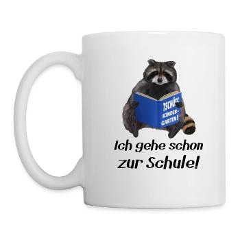 Leseratte Waschbär - Ich gehe schon zur Schule - Tasse - Weiß - Links