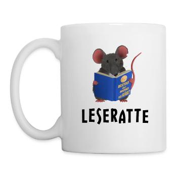 Leseratte / Bücherwurm - Tasse - Weiß - Links