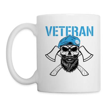 Veteran - Skull with blue berets and axes - Mug - white - Left