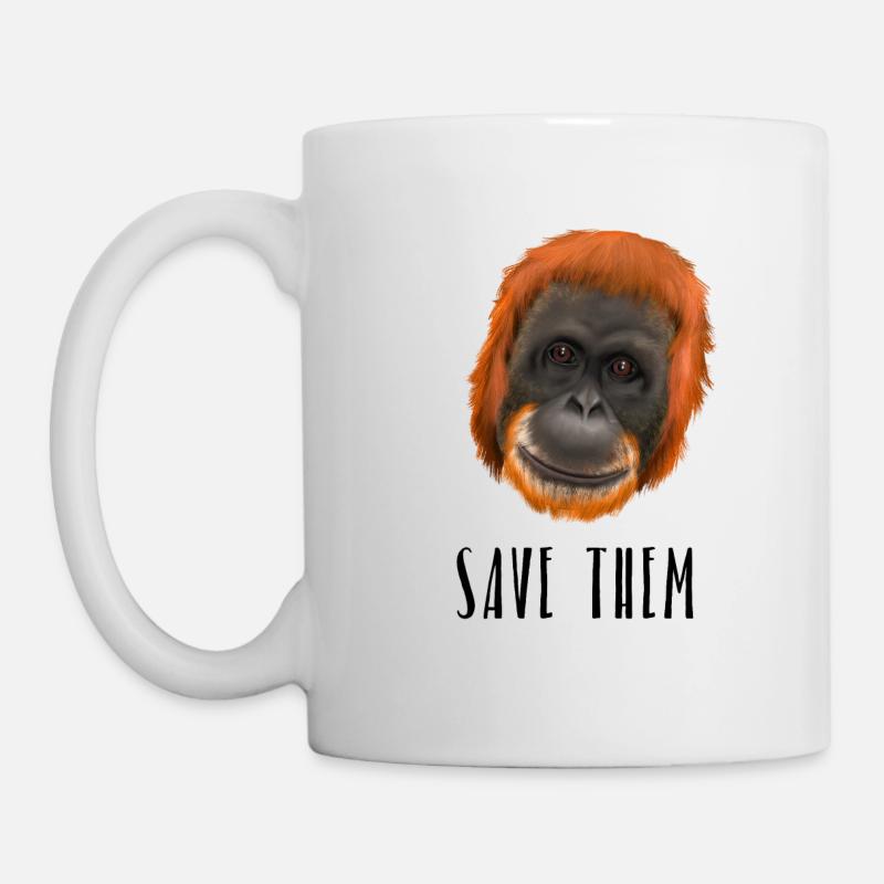Monkey Ape Orang Utan - save them - Tasse - Weiß