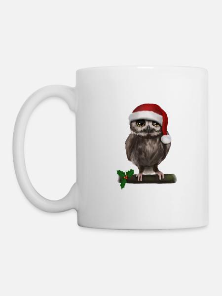 Weihnachten Uhu Eule - Bored - Tasse - Weiß