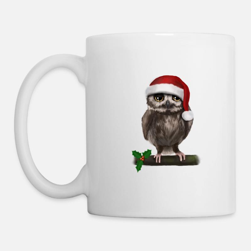 Weihnachten Uhu Eule - Bored - Tasse - Weiß