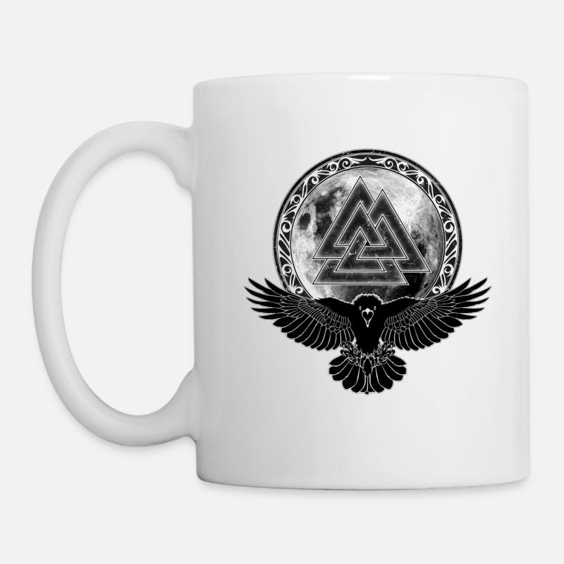 Raven Valknut Pleine Lune - Mug blanc - blanc