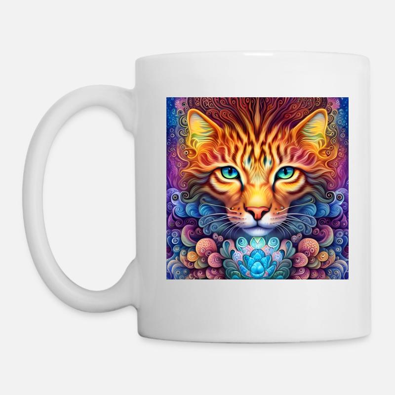 Psychedelic cat spirit. - Mug - white