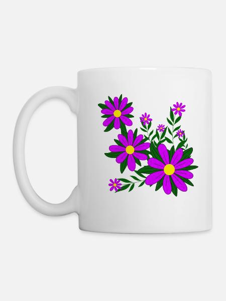 Blütenmuster Blumenranke Margerite Blüte floral - Tasse - Weiß