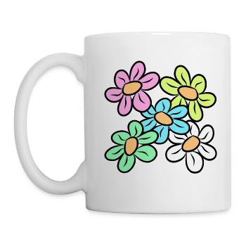 fleur colorée motif floral vrille florale florale - Mug blanc - blanc - Gauche