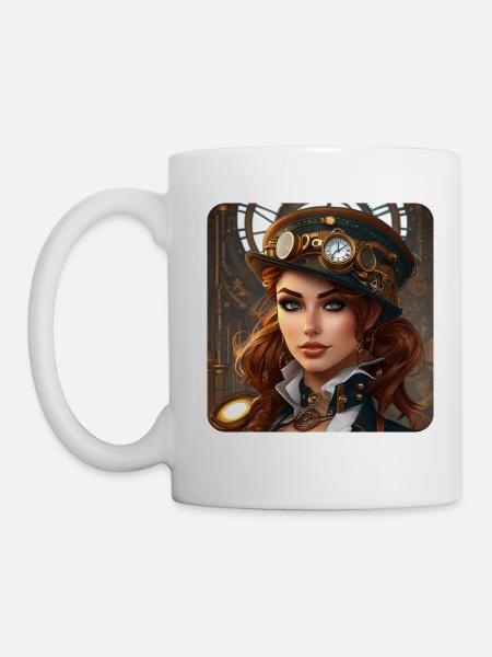Cooles Steampunk Girl - Tasse - Weiß