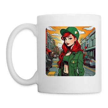 Fille rousse irlandaise cool - Mug blanc - blanc - Gauche