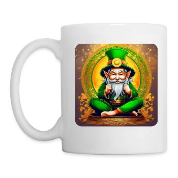 Leprechaun irlandais en position de Bouddha - Mug blanc - blanc - Gauche