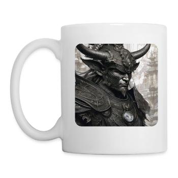Stolzer Krieger mit Hörner Helm - Tasse - Weiß - Links