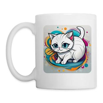Cute white cat with blue eyes - Mug - white - Left