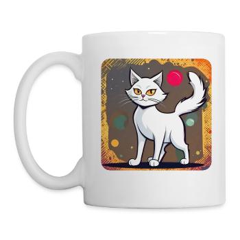 Stolze weiße Katze - Tasse - Weiß - Links