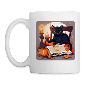 Black cat in halloween mood - Mug - white - Left