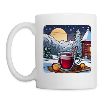 Heißer Glühwein im Winter - Tasse - Weiß - Links