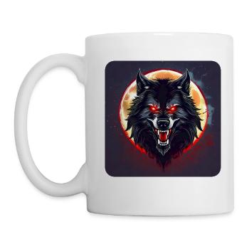 Horror Werwolf mit roten glühenden Augen - Tasse - Weiß - Links
