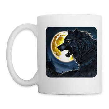 Böser Wolf im Vollmond - Tasse - Weiß - Links