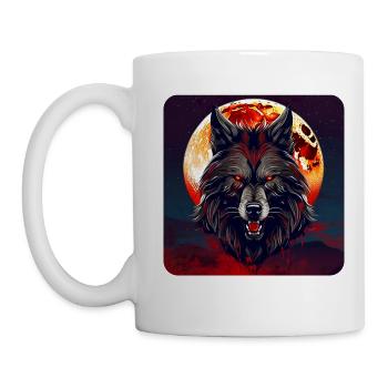 Horror Werwolf mit roten glühenden Augen - Tasse - Weiß - Links