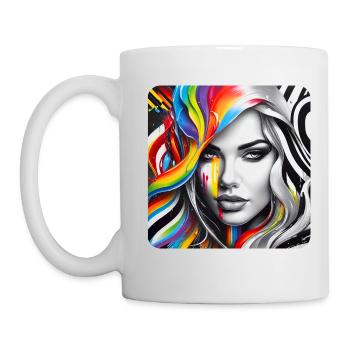 Frau im Graffiti Style - Tasse - Weiß - Links