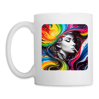 Coole Graffiti Frau - Tasse - Weiß - Links