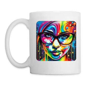 Woman with glasses in grafitti style - Mug - white - Left