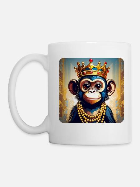 Niedlicher Affe mit Krone - Tasse - Weiß