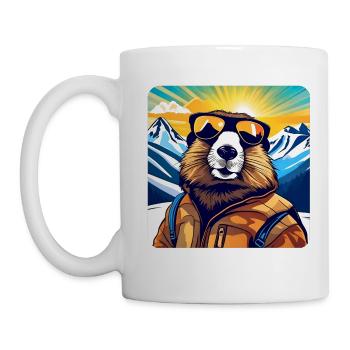 Marmotte cool dans les Alpes avec des lunettes de soleil - Mug blanc - blanc - Gauche