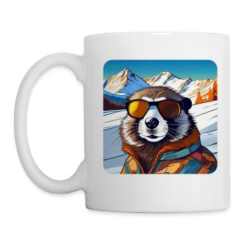 Marmotte cool dans les Alpes avec des lunettes de soleil - Mug blanc - blanc - Gauche