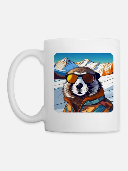 Marmotte cool dans les Alpes avec des lunettes de soleil - Mug blanc - blanc