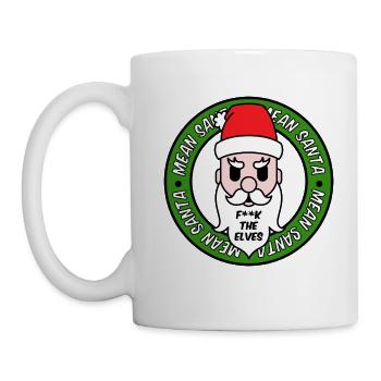 F**K DIE ELFEN - Mean Santa (Girlanden-Variante) - Tasse - Weiß - Links