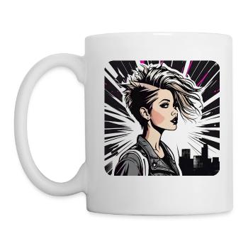Cool Punk gothique fille avec rose - Mug blanc - blanc - Gauche