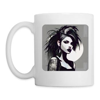 Fille gothique cool avec des tatouages - Mug blanc - blanc - Gauche