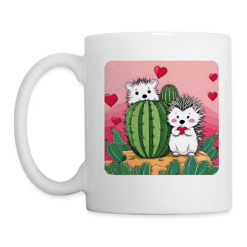 Igel Paar mit Kaktus - Tasse - Weiß - Links