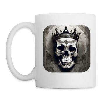 Grinning skull with crown - Mug - white - Left