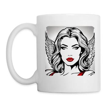 Angel with red lips - Mug - white - Left