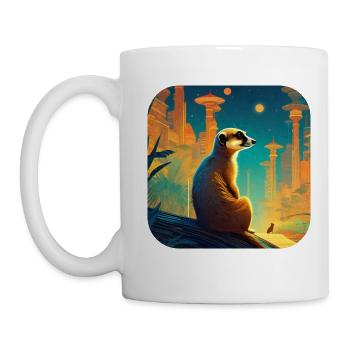 Suricate mignon en automne - Mug blanc - blanc - Gauche