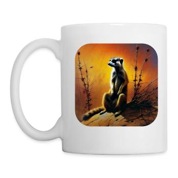 Suricate mignon en automne - Mug blanc - blanc - Gauche
