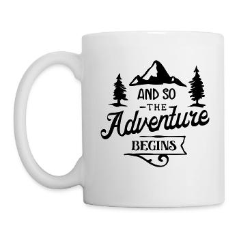 Adventure begins - adventure mountains travel gift - Mug - white - Left