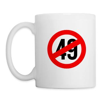 50th BIRTHDAY - SHIELD - NO MORE 49 - GIFT - Mug - white - Left