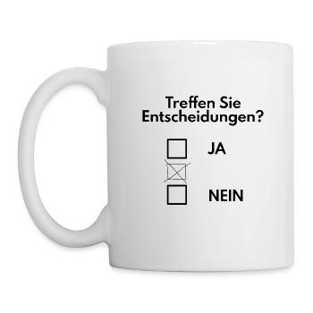 Entscheidung treffen lustig - Tasse - Weiß - Links