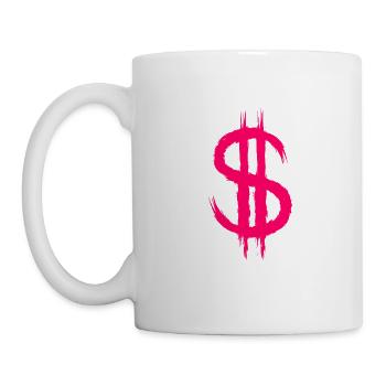 Dollarzeichen Dollar Zeichen Geld Bürste Rosa - Tasse - Weiß - Links