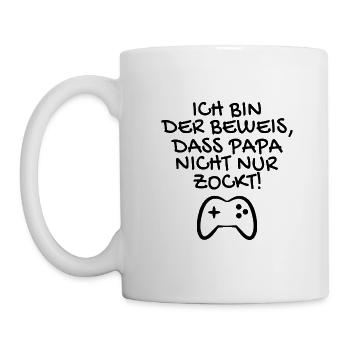 Ich bin der Beweis dass Papa nicht nur zockt - Tasse - Weiß - Links